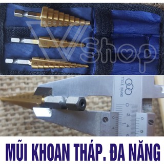 Mũi khoan khoan tháp đa năng, mũi khoan tầng, mũi khoan bước. Bộ 3 cái