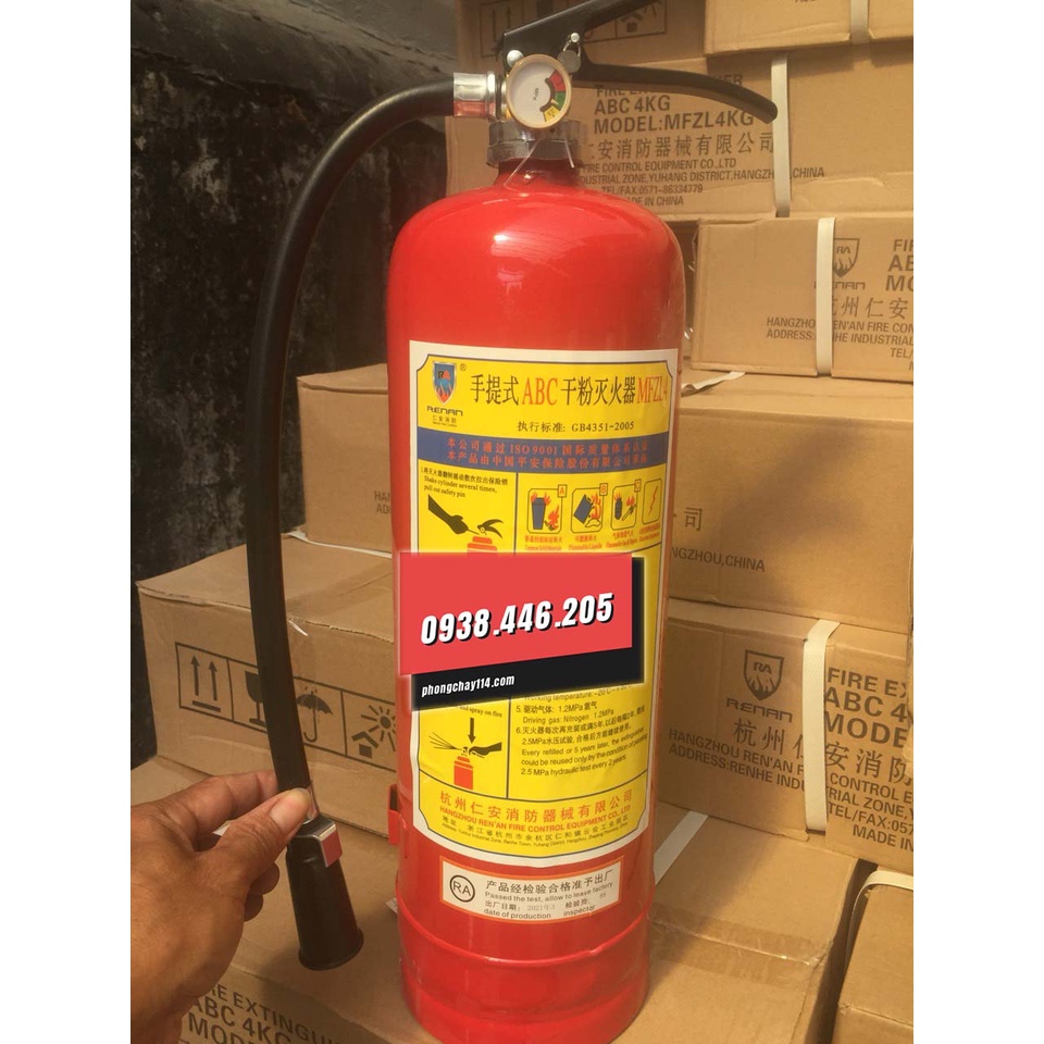 Bình chữa cháy bột ABC MFZL4 - Tem Bảo hành 1 năm
