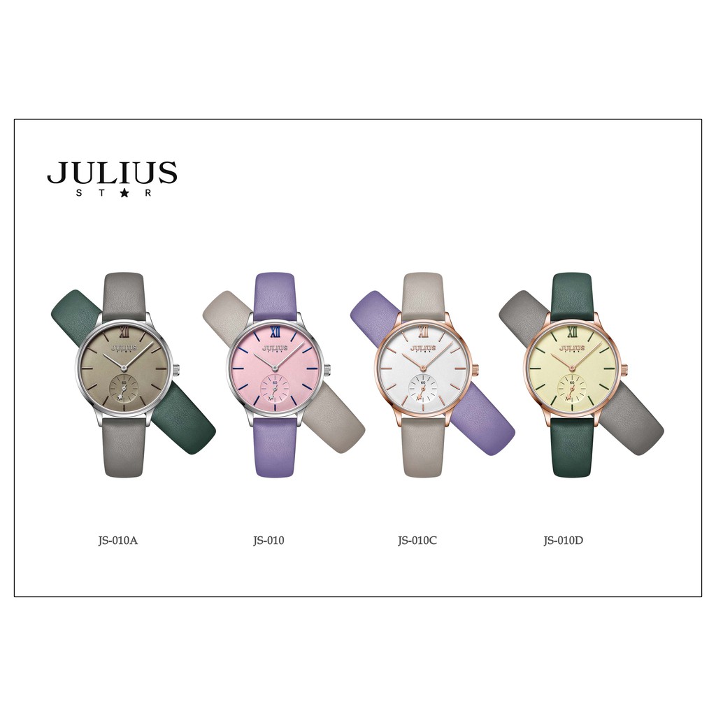 [Mã FARSBRT51 giảm 20K đơn 0 Đồng] Đồng hồ nữ Julius Star Hàn Quốc chính hãng JS-010, dây da.