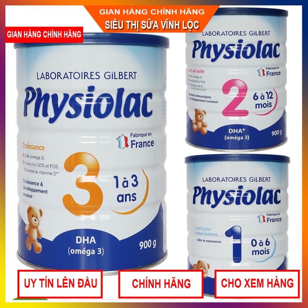 [HÀNG CHÍNH HÃNG] Sữa bột Physiolac số 1, 2, 3 900g Date 2023 [Mẫu mới]