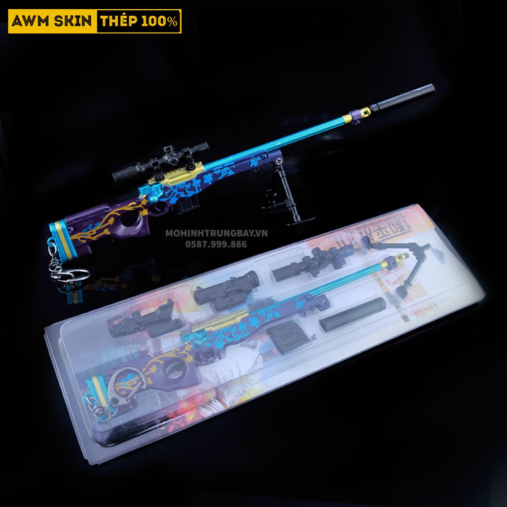 Mô HÌnh PUBG AWM SKin Bống Đêm Tặng Kèm 3 Scope Và Kệ Trưng Bày 19cm