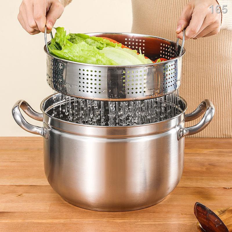 LNồi hấp kiểu Nhật inox 304 gia dụng nhỏ nấu đa năng 1 lớp Hấp cơm 1 lớp đa năng nấu cách thủy