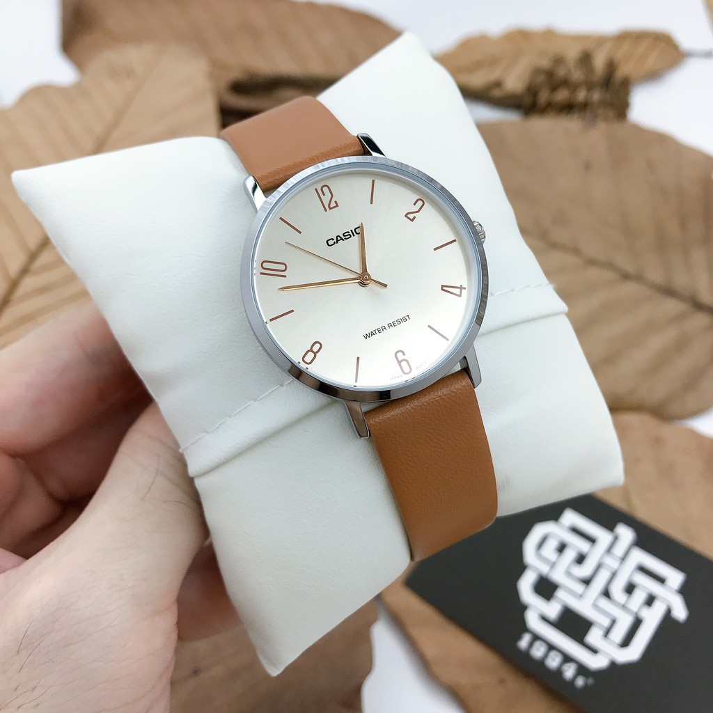 Đồng hồ nữ Casio LTP-VT01 / LTP-VT01GL-4B dây da, size 34mm, chống nước 50m, hàng chính hãng