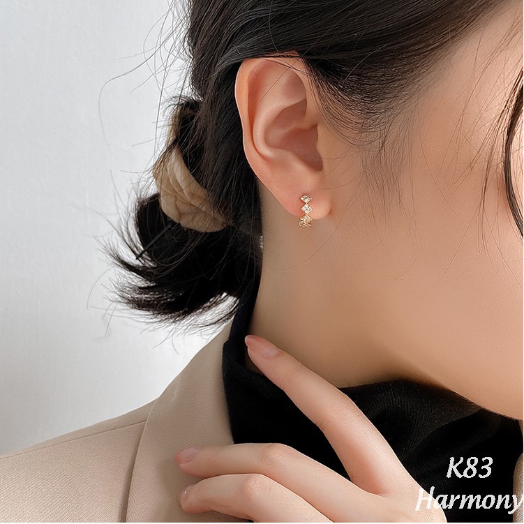 Bông tai, Khuyên tai nữ bạc mạ vàng Lina dạng tròn xinh xắn, dễ thương, cực sang K83| TRANG SỨC BẠC HARMONY