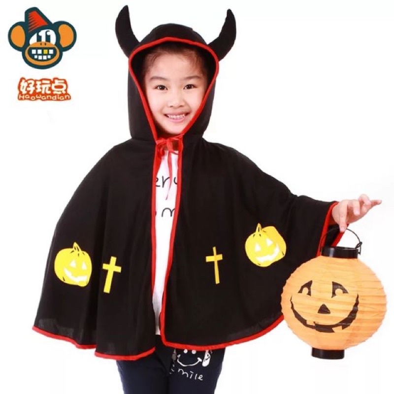Áo choàng sừng hoá tran HALOWEEN / choàng sừng tiểu quỷ cosplay