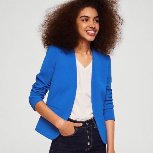 Blazer mango màu xanh coban