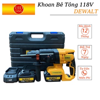 Máy khoan bê tông dùng pin dewalt 118v - loại động cơ ko chổi than lõi đồng hàng cao cấp