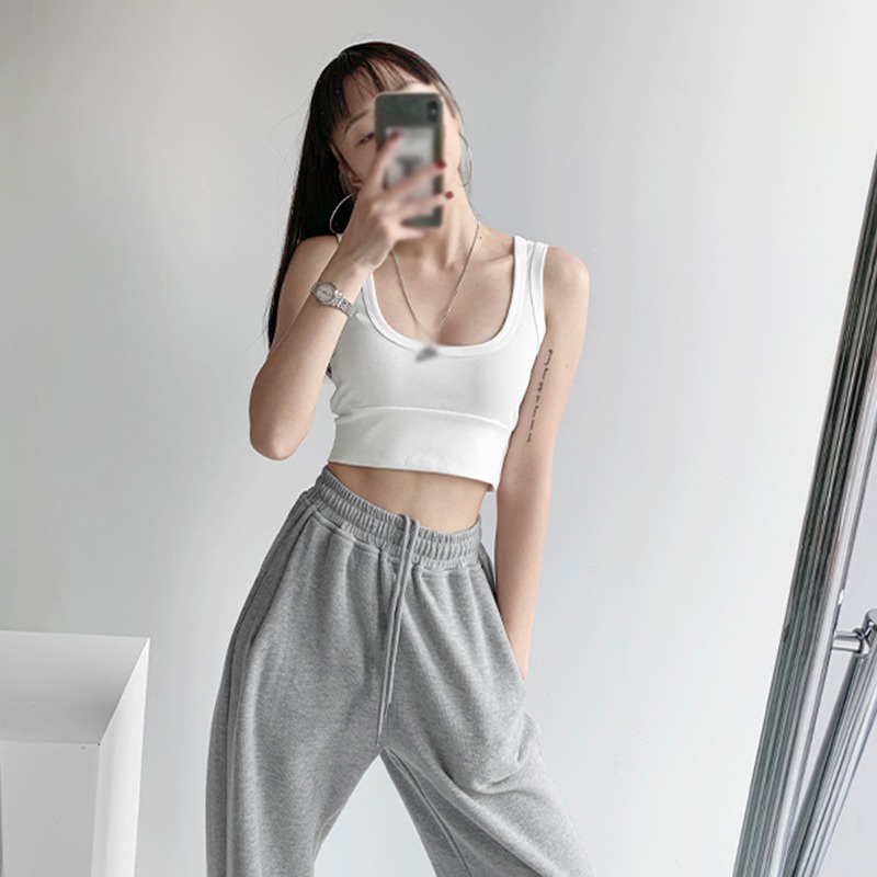 Áo Tank Top Thể Thao Sát Nách Màu Sắc Thanh Lịch Có Mút Đệm Ngực