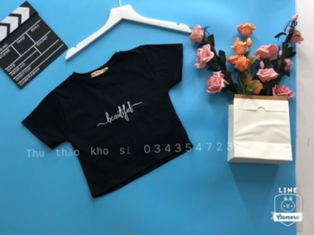 Áo croptop thêu chữ hình chụp thật kèm video