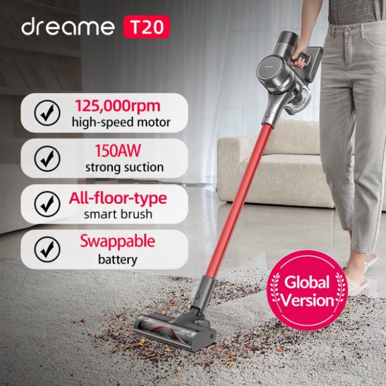 🔥 SIÊU SALE T04🔥Máy hút bụi cầm tay không dây thông minh Dreame T20 - Lực Hút 25000 Pa -BH 12 THÁNG