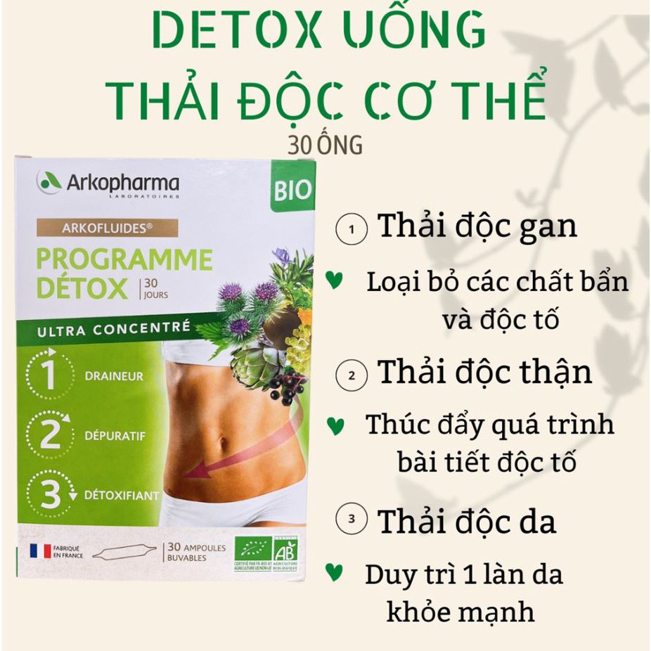 Detox Thải độc gan Arkopharma DETOXIFIANT HEPATIQUE 30 ống Pháp