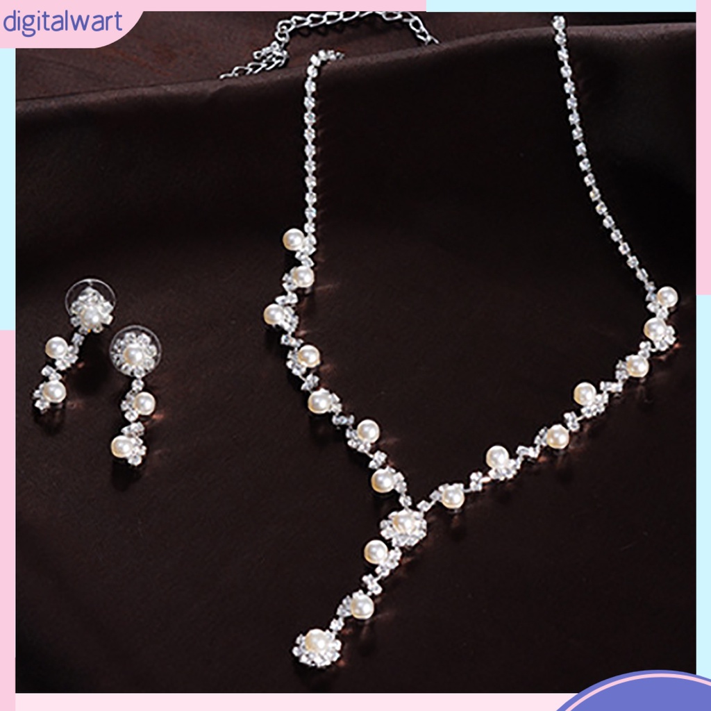 Bộ trang sức hợp kim dạng dây dài đính ngọc trai giả sang trọng