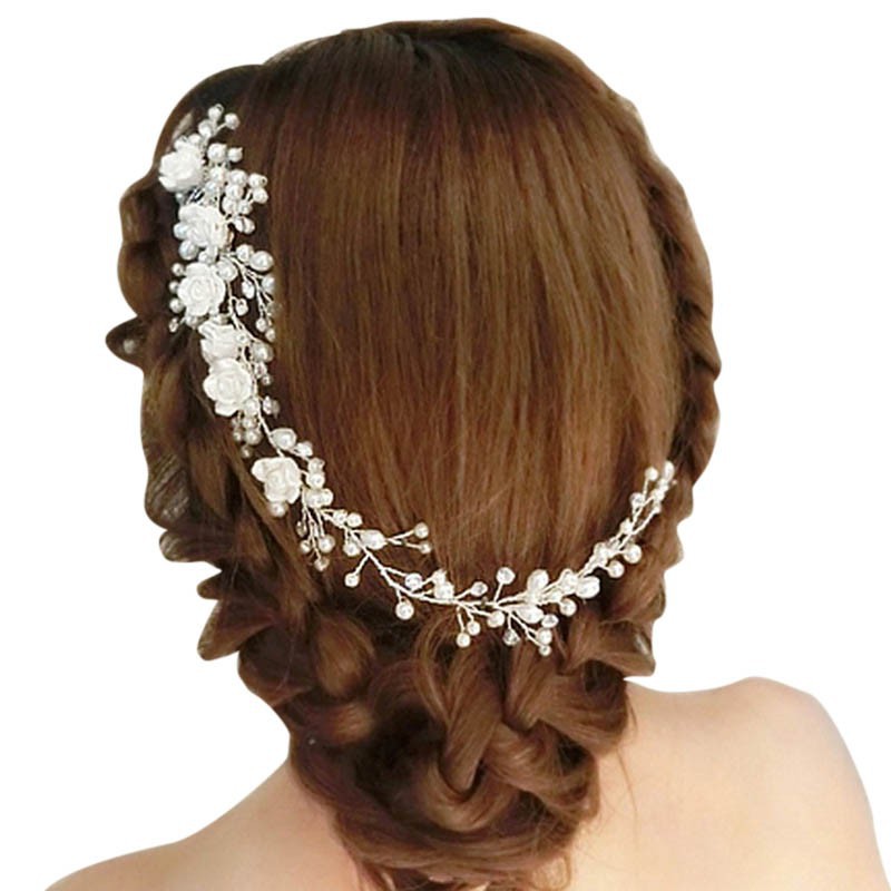 Lược cài tóc cô dâu đính hạt giả ngọc trai