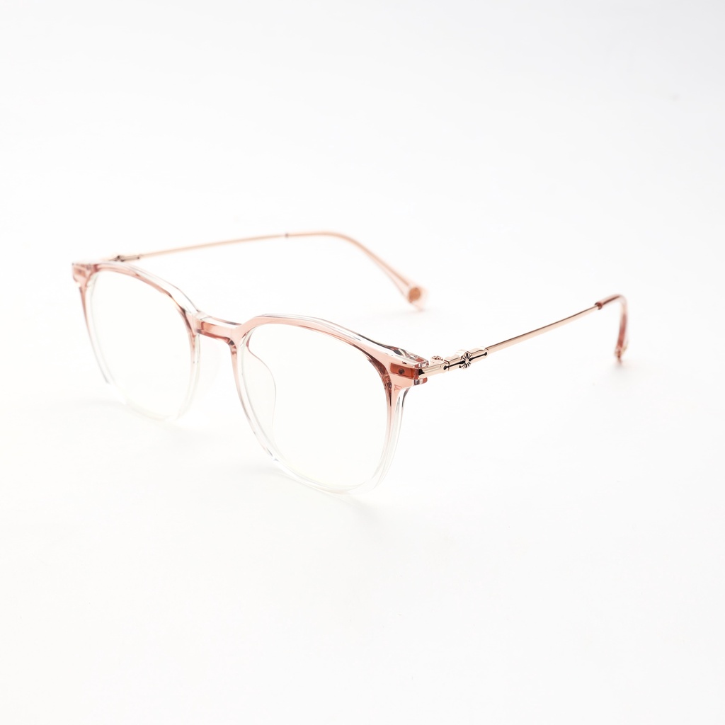 Gọng kính cận Nam Nữ HMK nhựa phối kim loại, mắt vuông, thời trang nhiều màu G8306