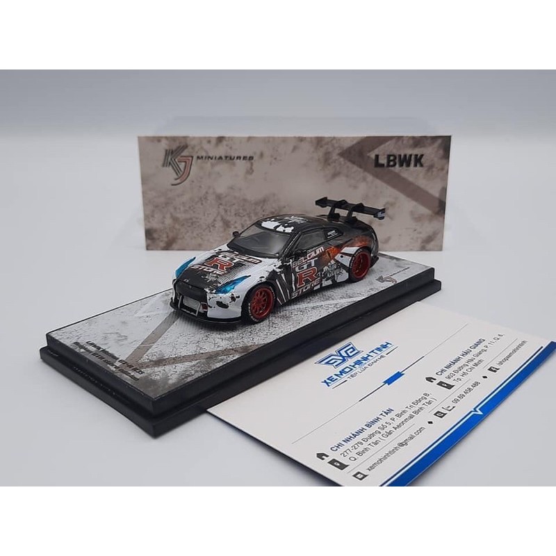 Xe Mô Hình Nissan GT-R R35 Liberty Walk 1:64 Miniatures ( Đen Trắng )