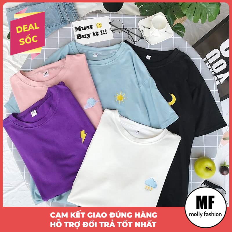 Áo thun tay lỡ Unisex THỜI TIẾT form rộng Freesize dành cho nam nữ Molly Fashion