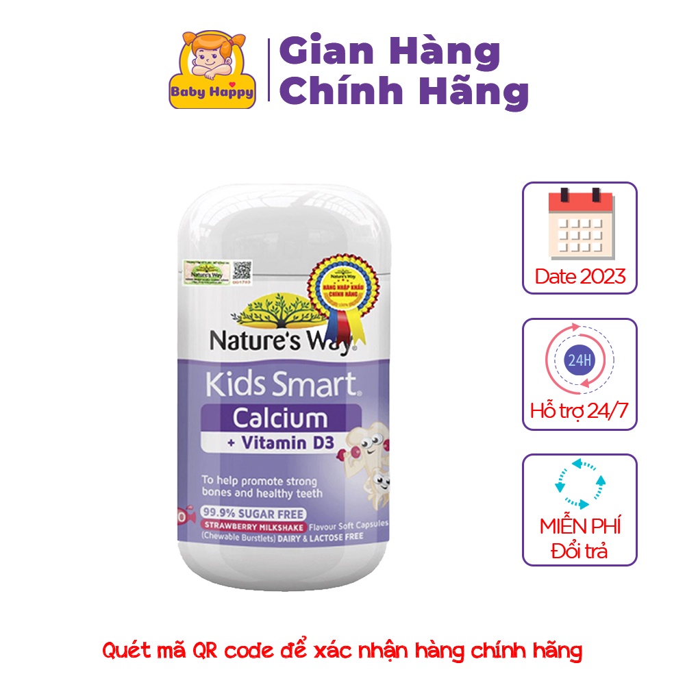 Nature's Way Kids Smart Calcium + Vitamin D3 Burstlets - Hỗ trợ phát triển chiều cao