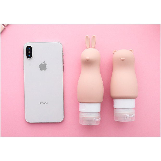 Lọ Silicon chiết rửa tay, hóa mỹ phẩm Thỏ &amp; Gấu 90ml 5 màu
