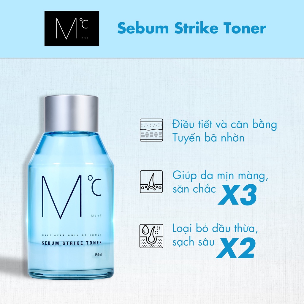 Nước hoa hồng kiềm dầu giảm mụn thu nhỏ lỗ chân lông MdoC Sebum Strike Toner Hàn Quốc