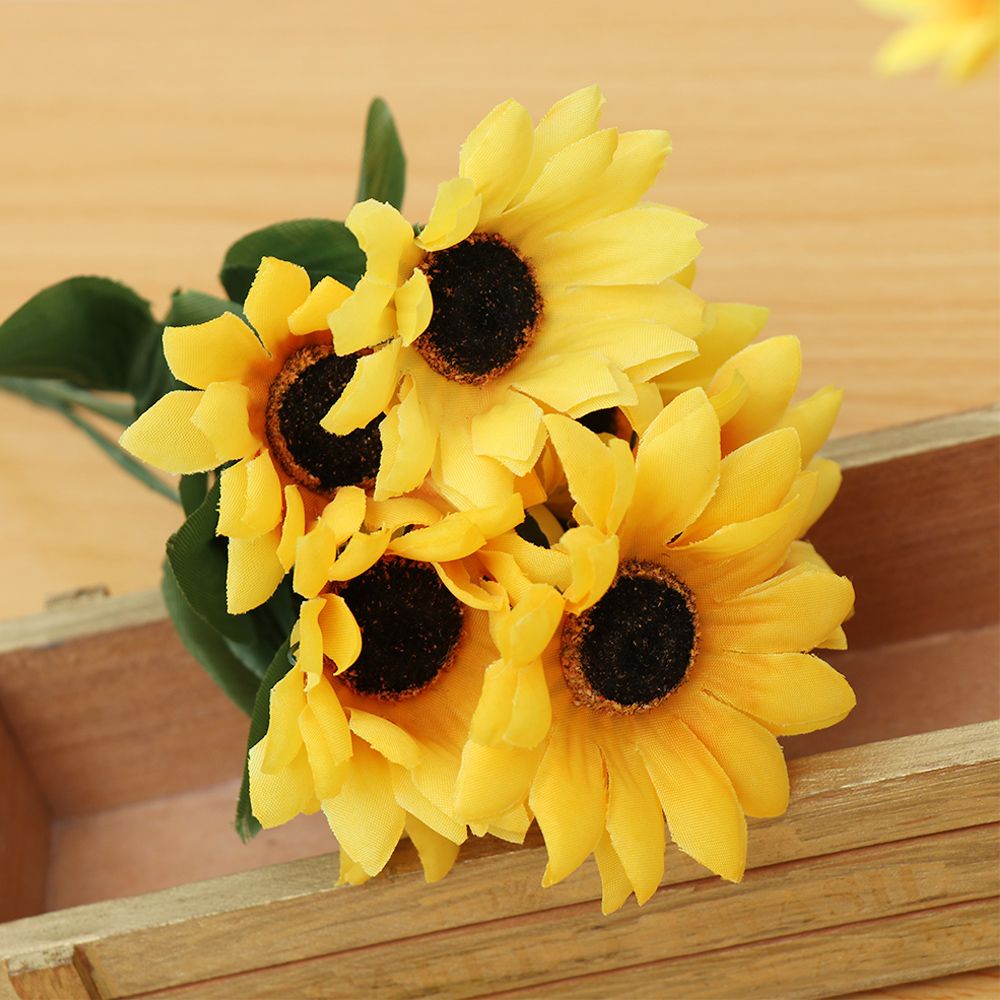 Bó Hoa Hướng Dương Nhân Tạo 7/13/24 Đầu Bằng Nhựa Trang Trí Nhà Cửa DIY