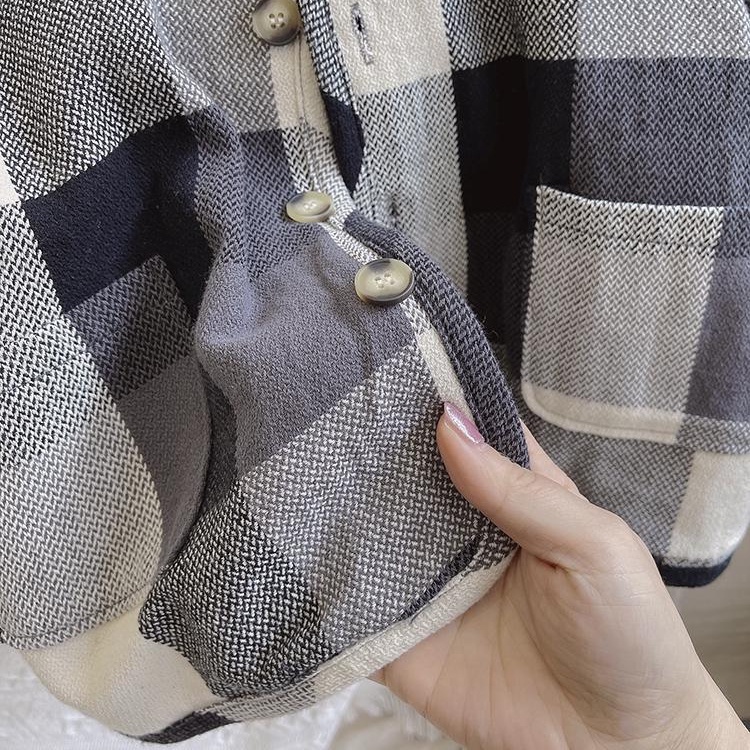 Áo Khoác Cardigan Ngắn Kẻ Sọc Caro Phong Cách Mori Hàn Quốc Cổ Điển Thời Trang Mùa Thu 2022 Cho Bé