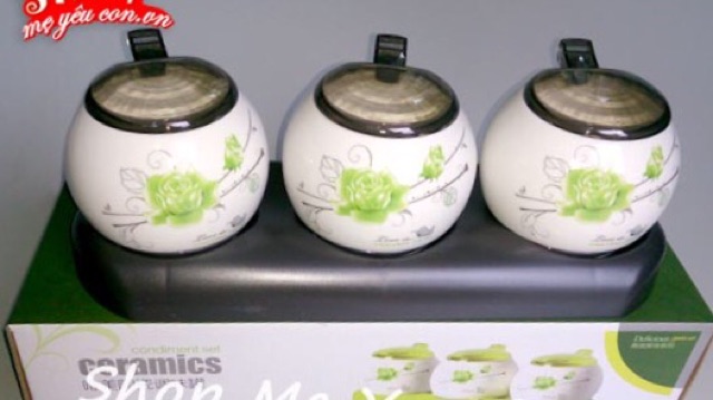Bộ đựng gia vị bằng sứ xương cao cấp