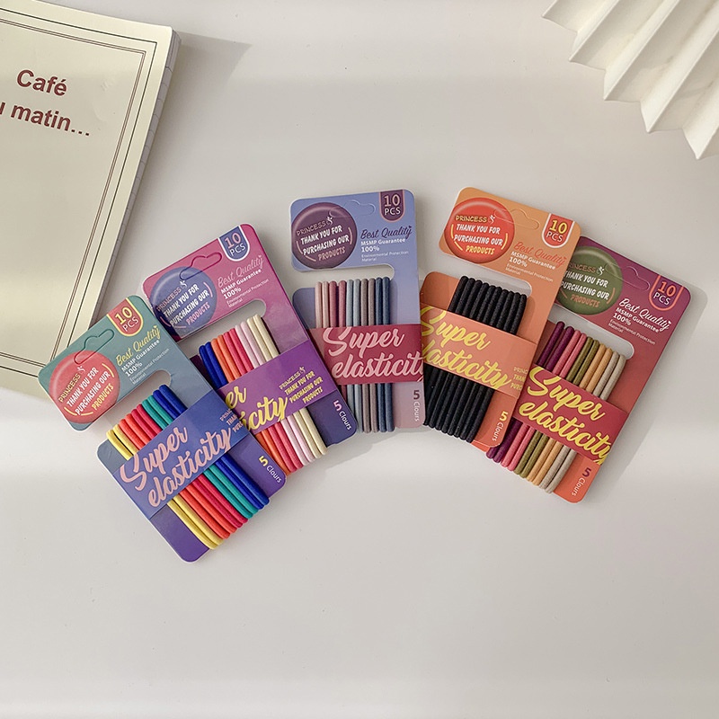 Bộ 10 Dây Buộc Tóc Cao Su Màu Sắc Ngọt Ngào Phong Cách Hàn Quốc Cho Nữ
