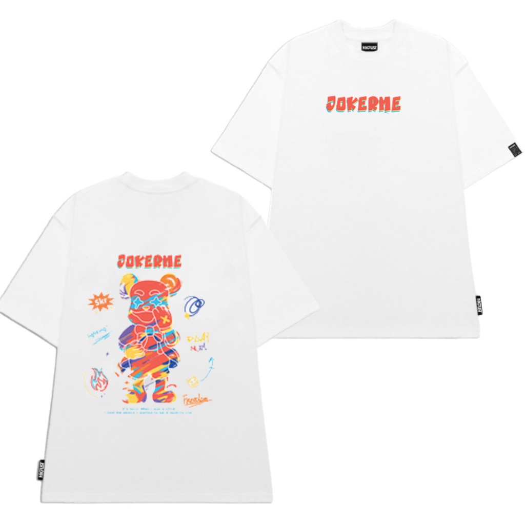 Áo thun unisex in hình gấu jokerme nasa form rộng , áo local brand chính hãng full tag nam nữ Nigust N224