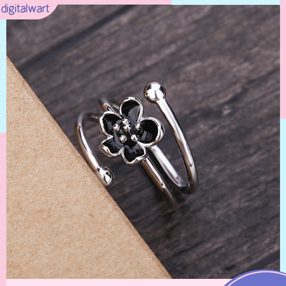 Nhẫn hở ngón hình hoa màu đen thời trang nữ tính
