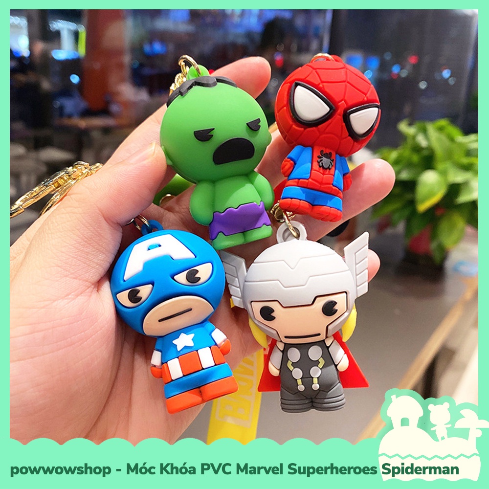 [Sẵn VN - Hỏa Tốc] Dây Móc Khóa PVC Kiểu Dáng Siêu Anh Hùng Marvel Superheroes Spiderman, Thor, Captain, Hulk
