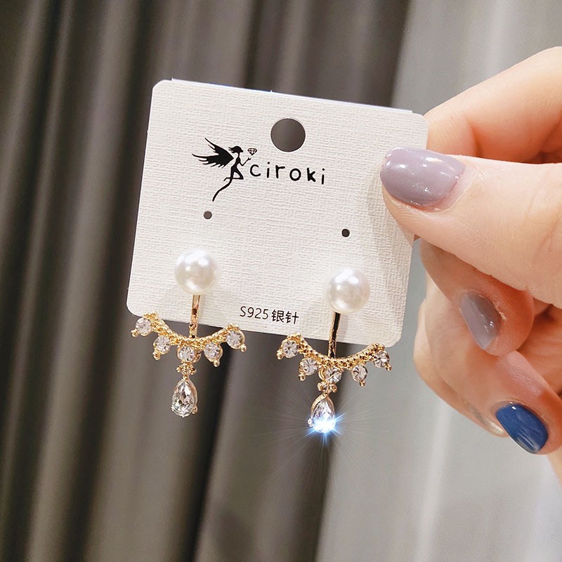 Bông Tai Đính Ngọc Trai Mạ Bạc 925 A0021