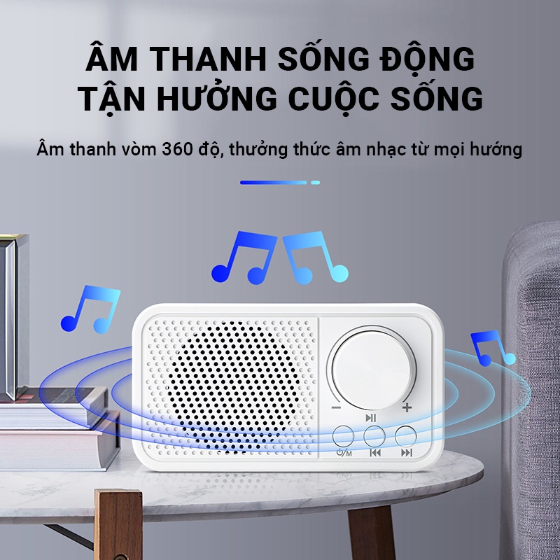 Loa bluetooth 5.2 âm bass mạnh mẽ Cát Thái T-19FM kích thước nhỏ gọn, công suất 5W, phong cách thiết kế cổ điển tinh tế