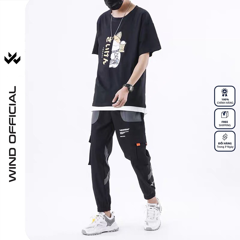 Áo thun tay lỡ WIND phông unisex form rộng Mèo Hàn nam nữ oversize ulzzang | BigBuy360 - bigbuy360.vn