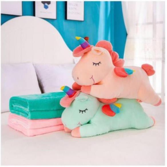 Gối mền gấu bông 3 trong 1 hình Unicorn kỳ lân dài 60cm (hàng loại 1 size đại nhập như hình nhé)