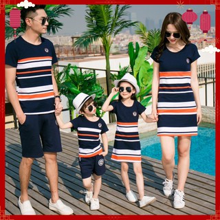 Áo gia đình - Áo váy thun ngắn tay không cổ Cotton cao cấp AG11