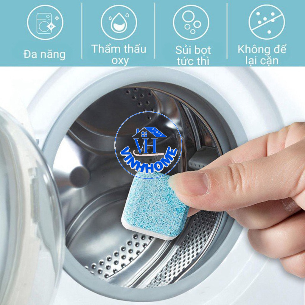 Set 12 Viên tẩy lồng máy giặt/Viên tẩy diệt khuẩn và loại bỏ các chất cặn trong máy giặt hiệu quả