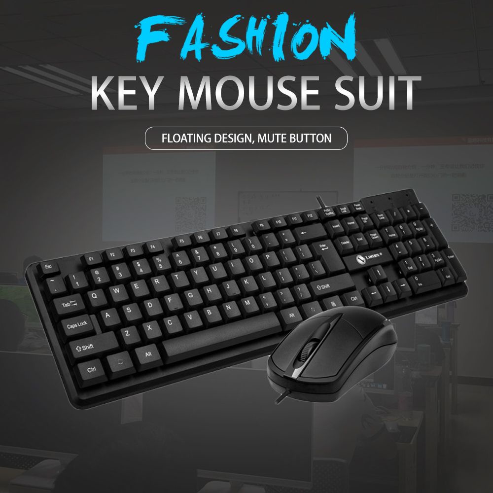 Bộ bàn phím có dây yên tĩnh và chuột nhạy để bàn thiết kế công thái học cổng cắm USB bền bỉ cho gia đình/ văn phòng