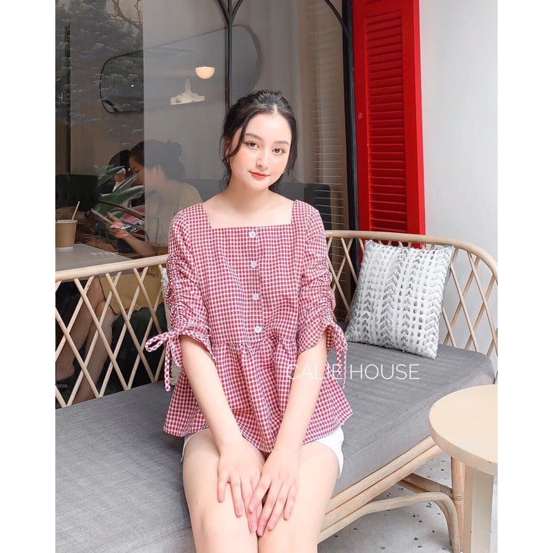 ÁO SƠ MI KẺ PELUM CỔ VUÔNG | BigBuy360 - bigbuy360.vn