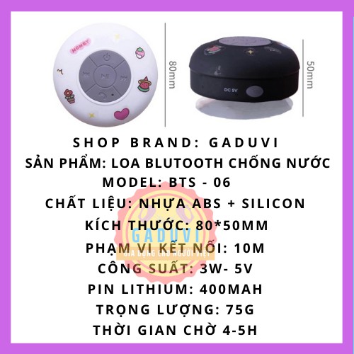 💥[BẢO HÀNH 12 THÁNG]💥 - Loa Bluetooth Mini Không Dây Chống Nước Gắn Tường Nhà Tắm Tặng Kèm Sticker Dễ Thương