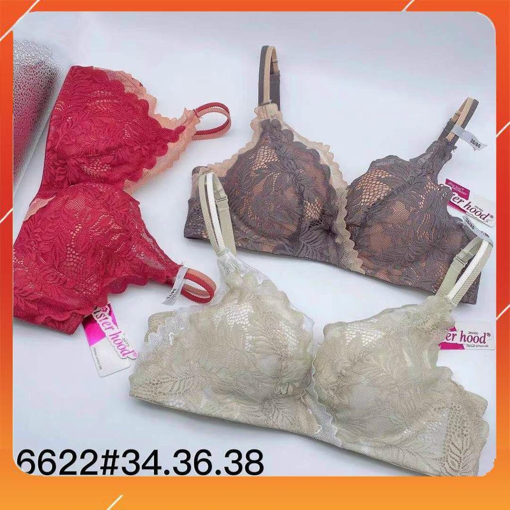 Áo ngực siêu mềm, Áo lót nữ không gọng nâng ngực, đệm mút 3cm phối ren tiểu thư, Mã A7953