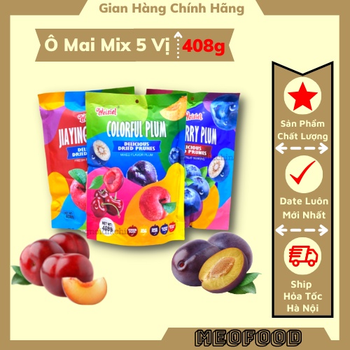 Ô mai hoa quả mix vị mận tím, mận đỏ, việt quất , cherry Gói 408Gram