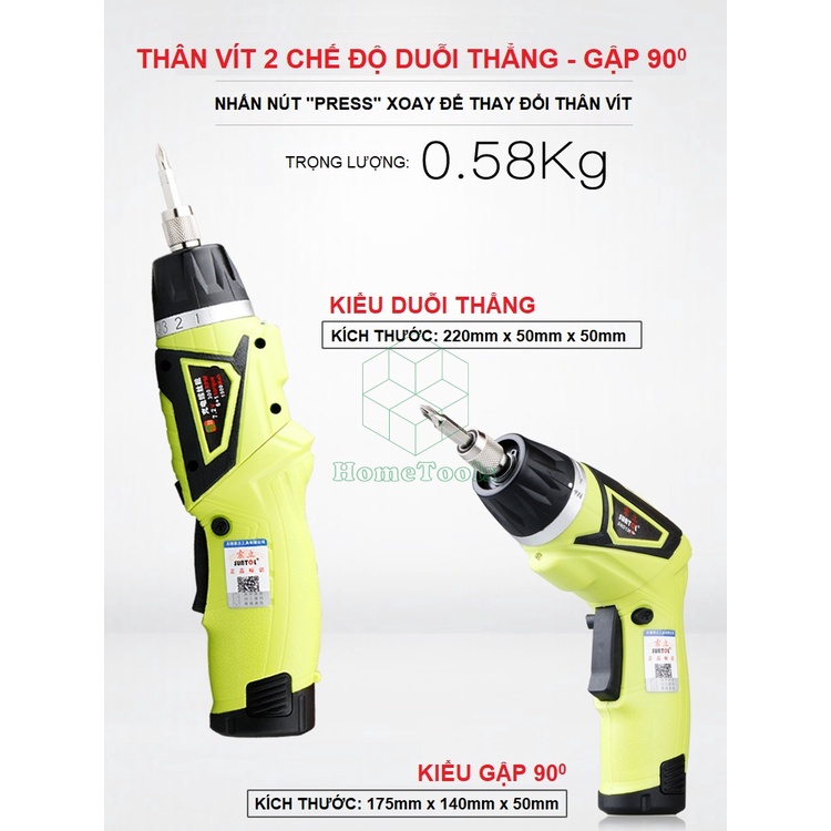 Máy Vặn Vít Tua Vít Pin rời 7.2V Suntol SND136/Thân Vít Gập 90 Độ