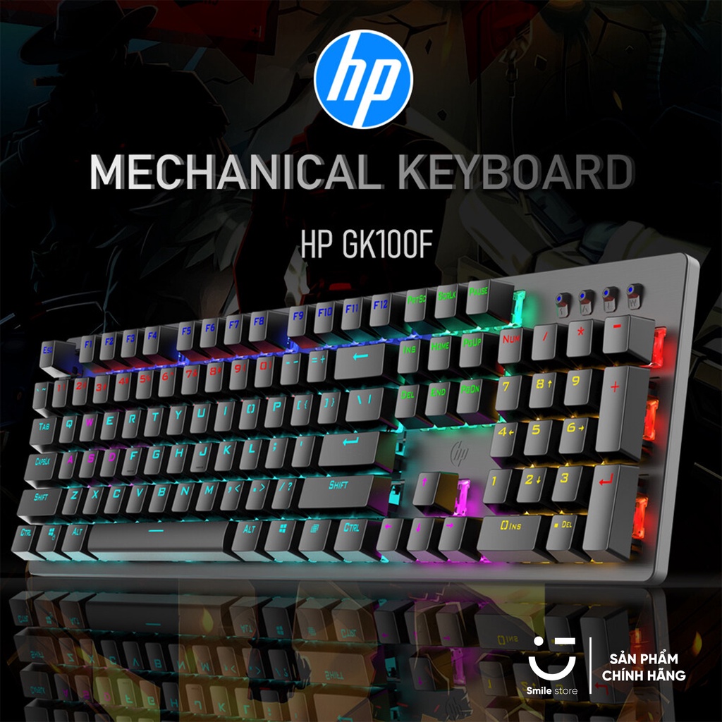 Bàn Phím Cơ Gaming HP GK100F Blue Switch Chuyên Game Chất Liệu Cao Cấp Độ Bền Lên Đến 80 Triệu Lượt Bấm