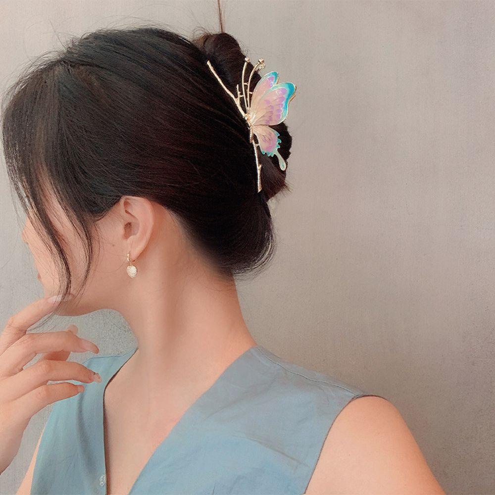 MOCHO Kẹp Tóc Hình Bướm / Cá Mập Bằng Kim Loại Thanh Lịch Cho Nữ