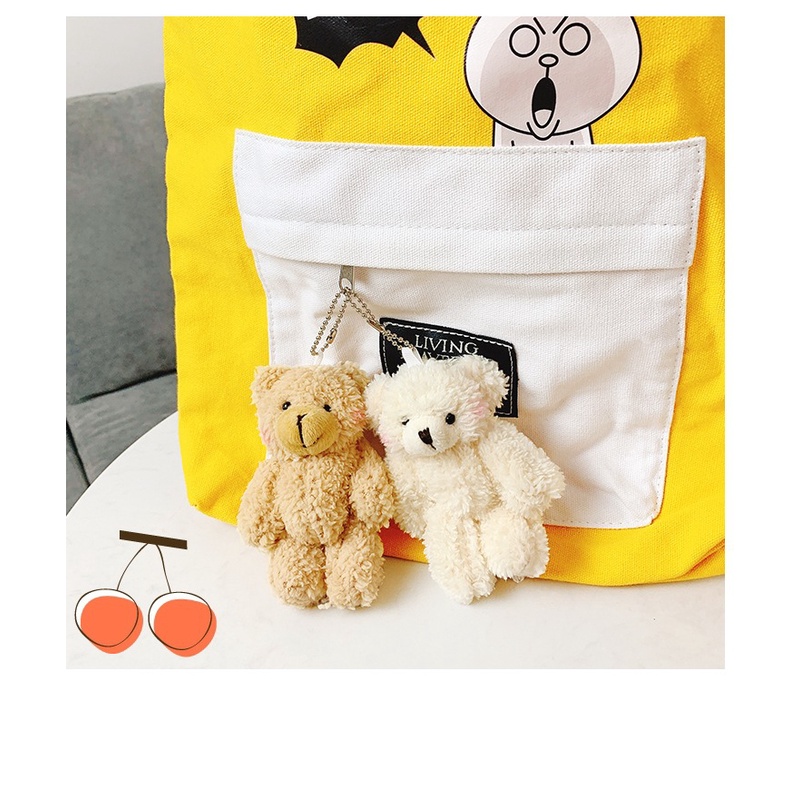 Móc khóa bông treo cặp balo hình gấu Teddy dễ thương chất vải xù mềm mịn kích thước 11cm NEOCI