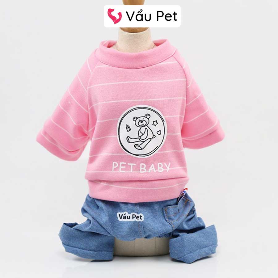 Áo cho chó mèo bộ gấu quần bò - Quần áo cho chó poodle, con, lớn, mèo, thú cưng Vẩu Pet Shop