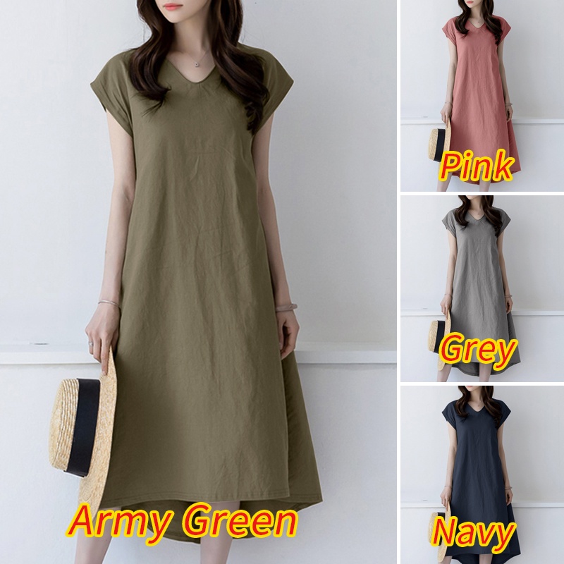 Đầm Zanzea ngắn tay cổ chữ v form rộng phong cách cổ điển thanh lịch dành cho nữ