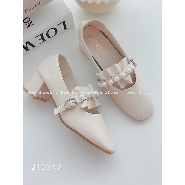 BEESHOES - GIÀY BÚP BÊ BÈO NHÚM CAO 5 PHÂN - GIÀY BÚP BÊ DA MỀM ĐI ÊM CHÂN DỄ ĐI SẴN 2 MÀU ĐEN, KEM 210347