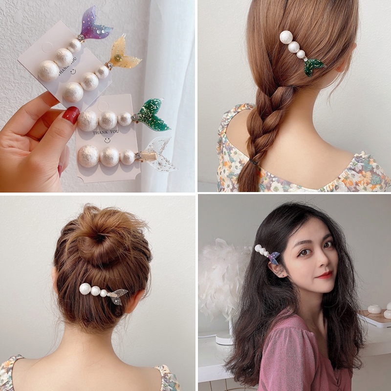 Kẹp tóc đính ngọc trai giả thiết kế đáng yêu cho nữ