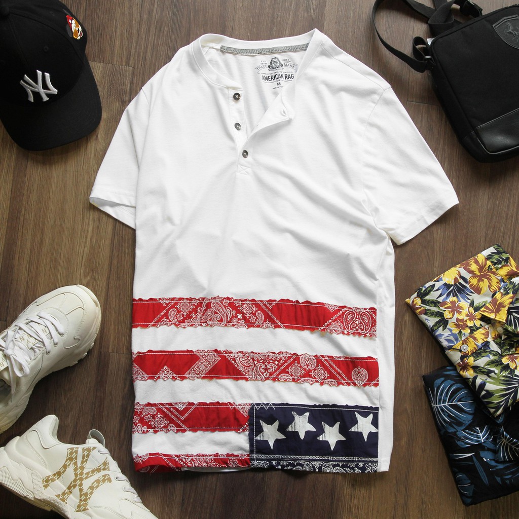 [M-78-85kg] Áo phông nam cổ cài khuy hàng hiệu American Rag